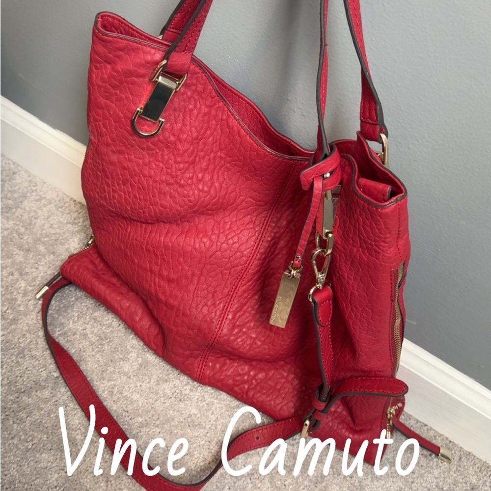 Vince Camuto Bold Red Textured Tote